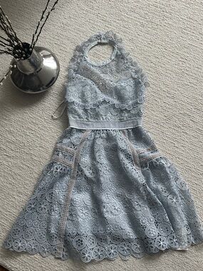 Self portrait - Light Blue Lace Halter Dress - NWT